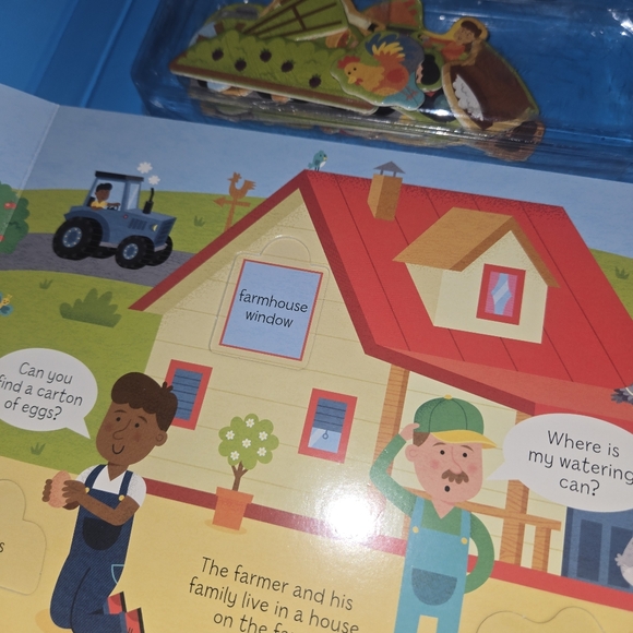 Priddy Books On The Farm Book with insert word and picture puzzle pieces - Picture 3 of 8